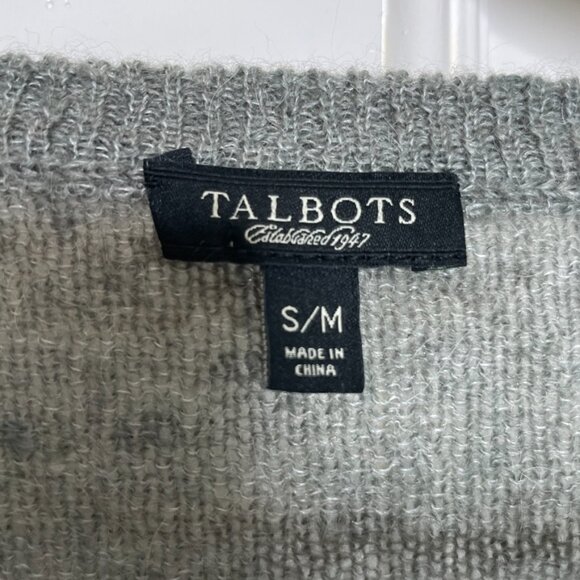 🍂🍁 Talbots Open Cardigan Sweater Attached Scarf Grey Size S/M - Picture 6 of 7